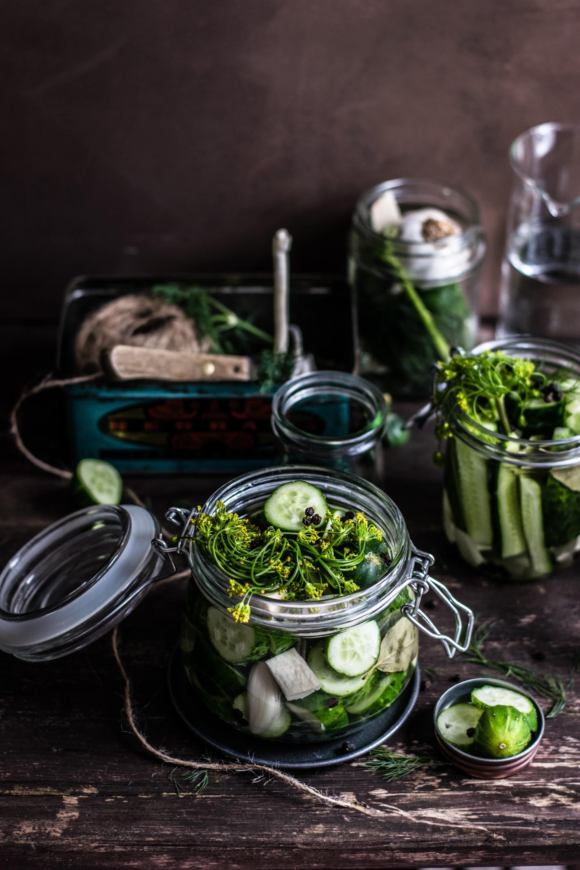 pickles packed into a jar