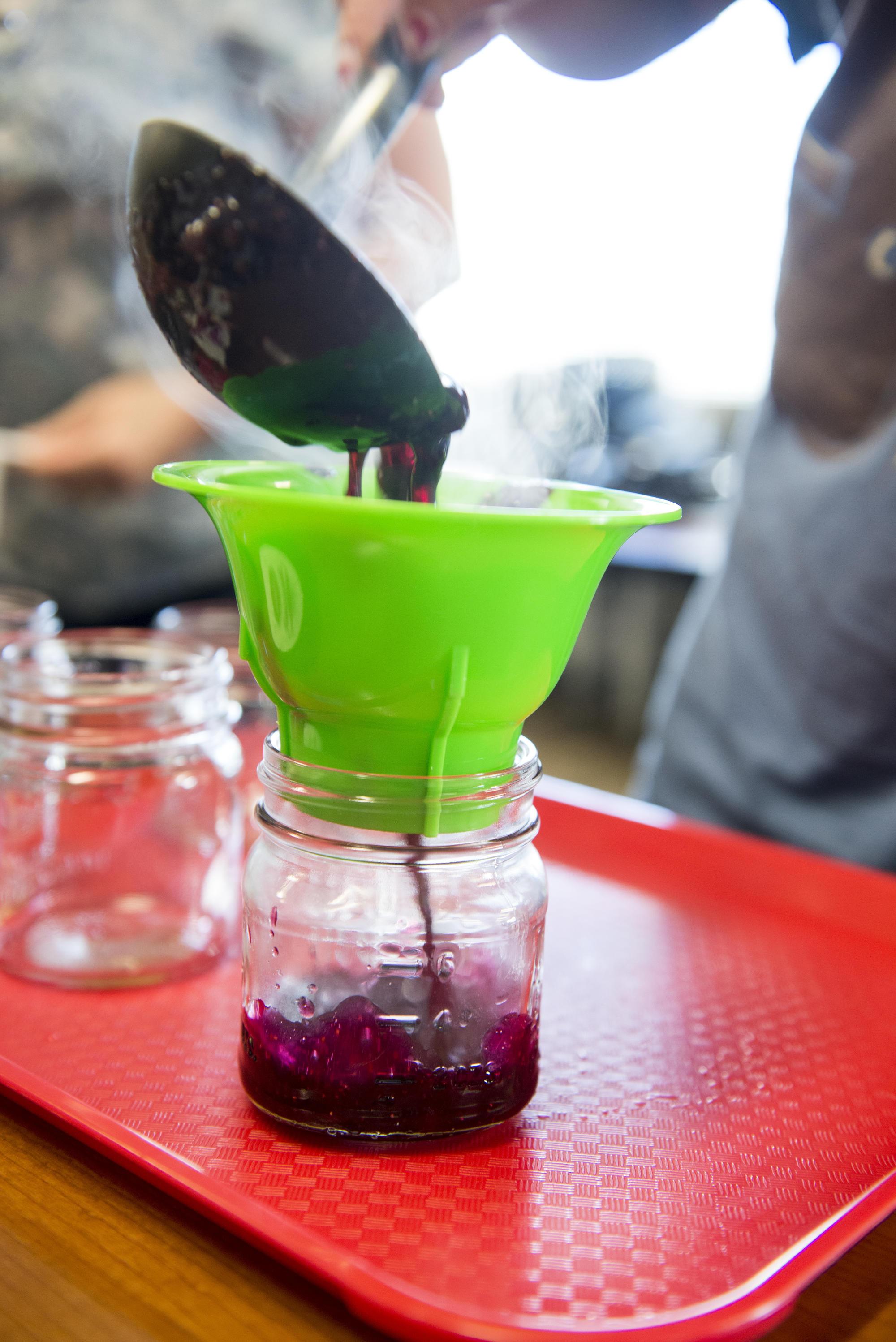 Filling a jelly jar
