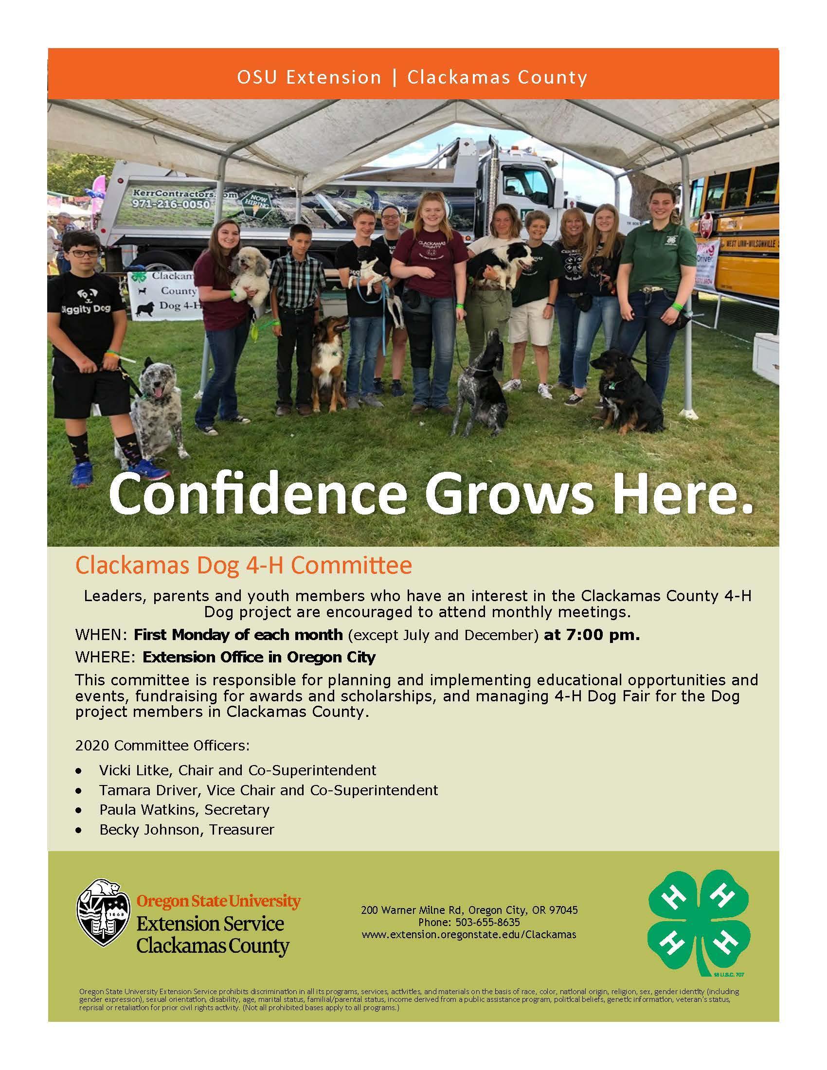 Clackamas County 4-H Dog Committee Information flyer