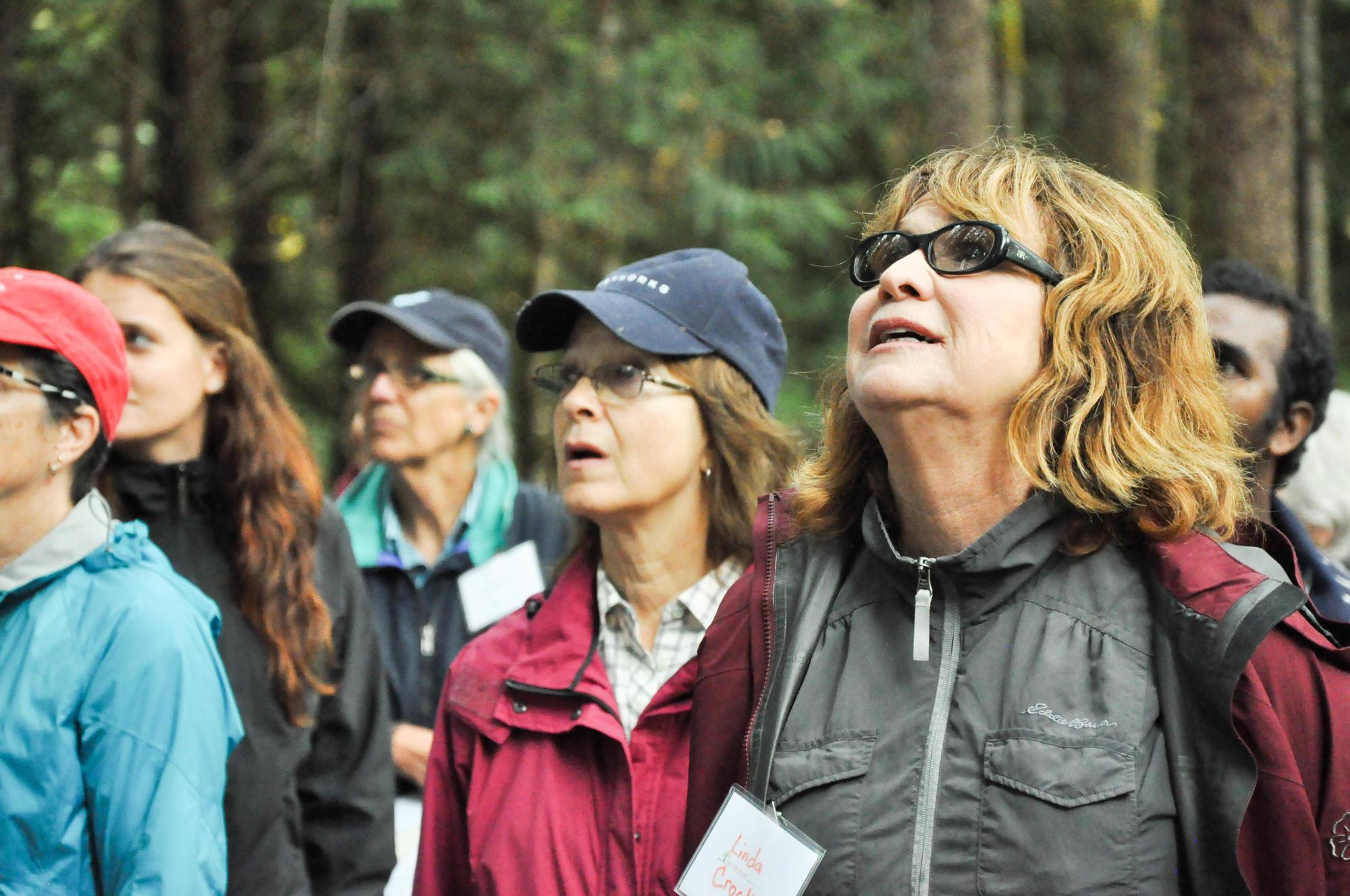 Women on a tour of the woods