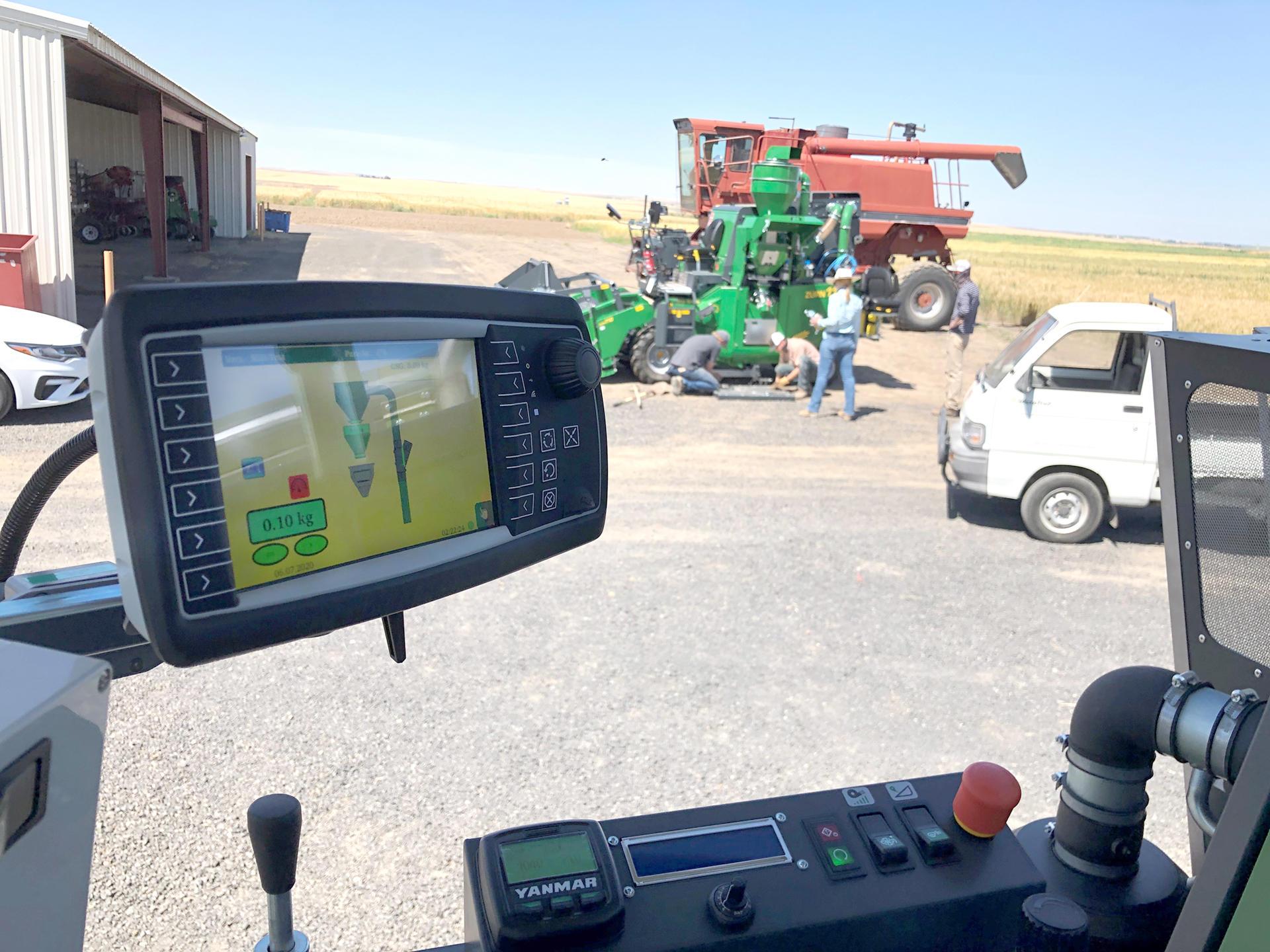 A photo of the WieSEL monitor mounted on a combine