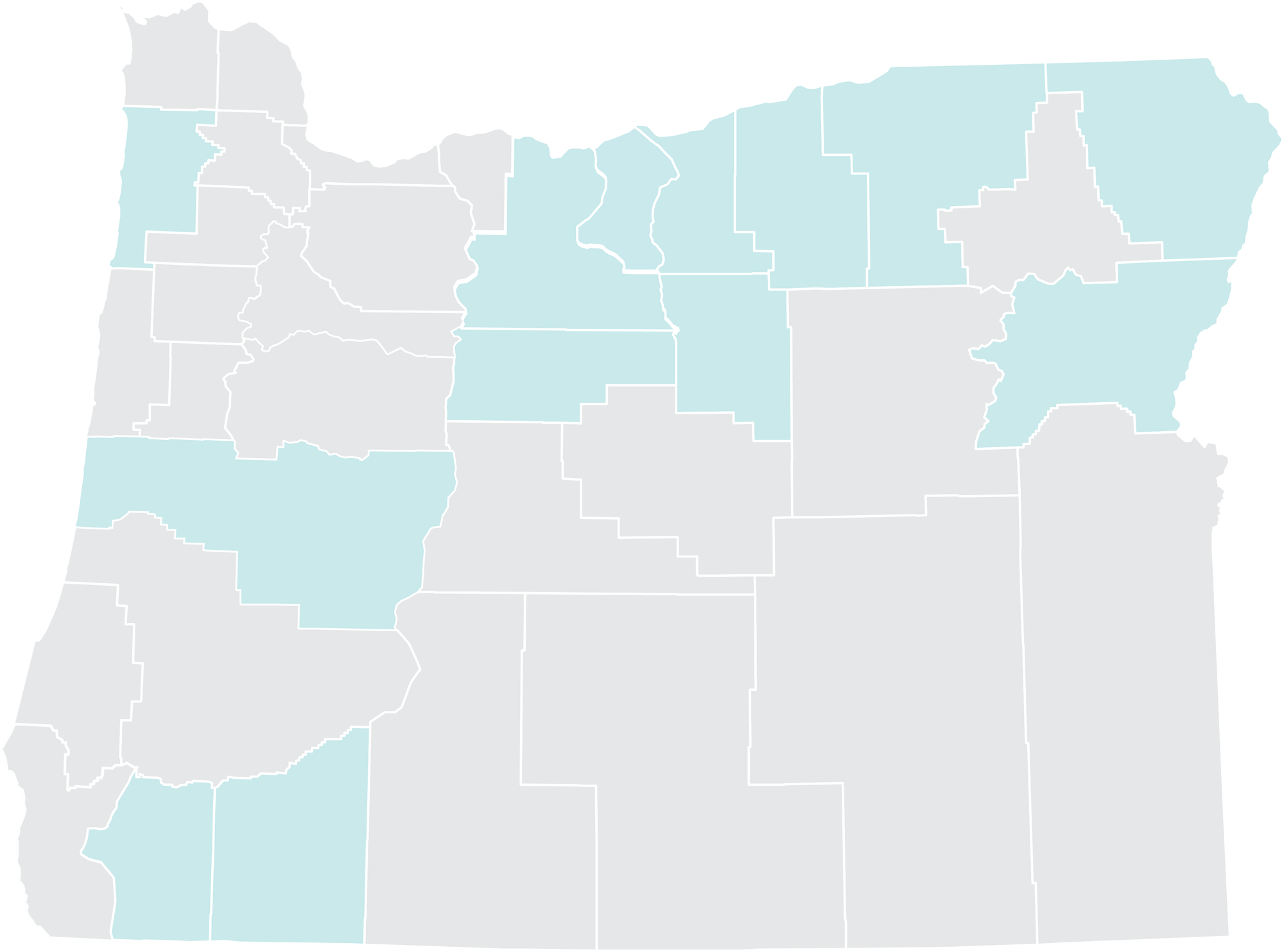 A smattering of counties in Oregon map