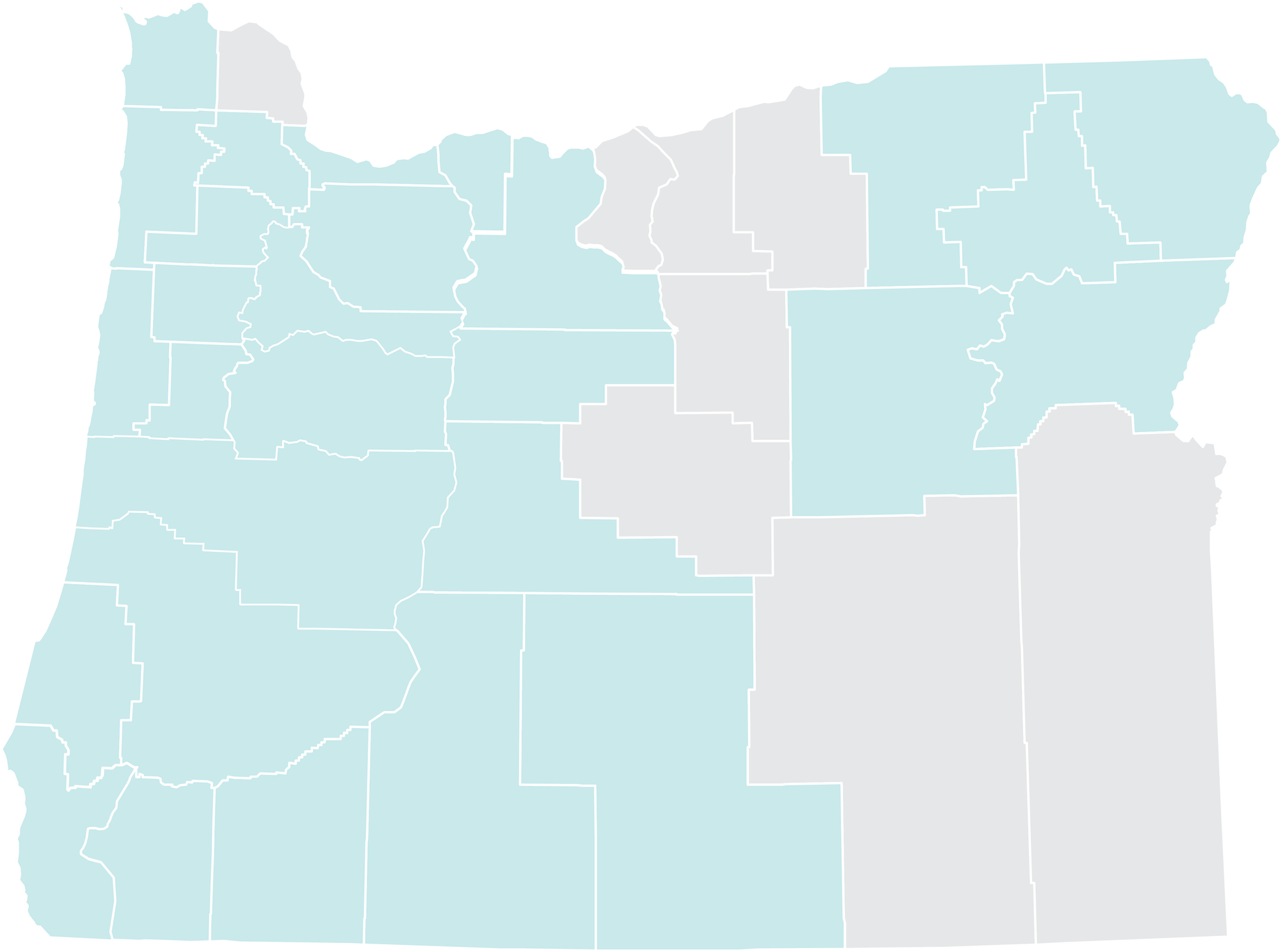 Oregon counties where thimbleberry grows map showing western Oregon, central Oregon and northeast counties