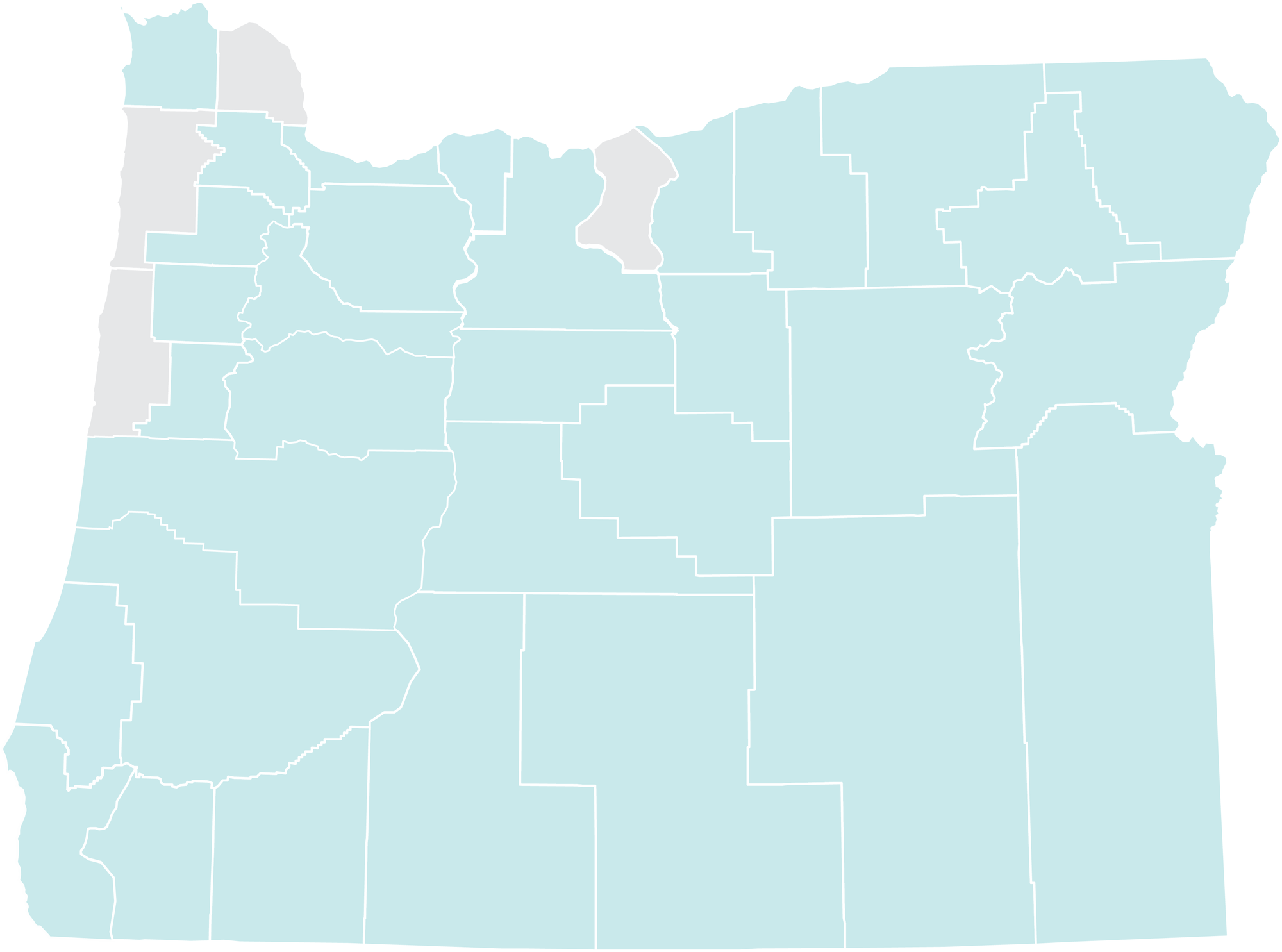 map showing chokecherry occurs in most Oregon counties
