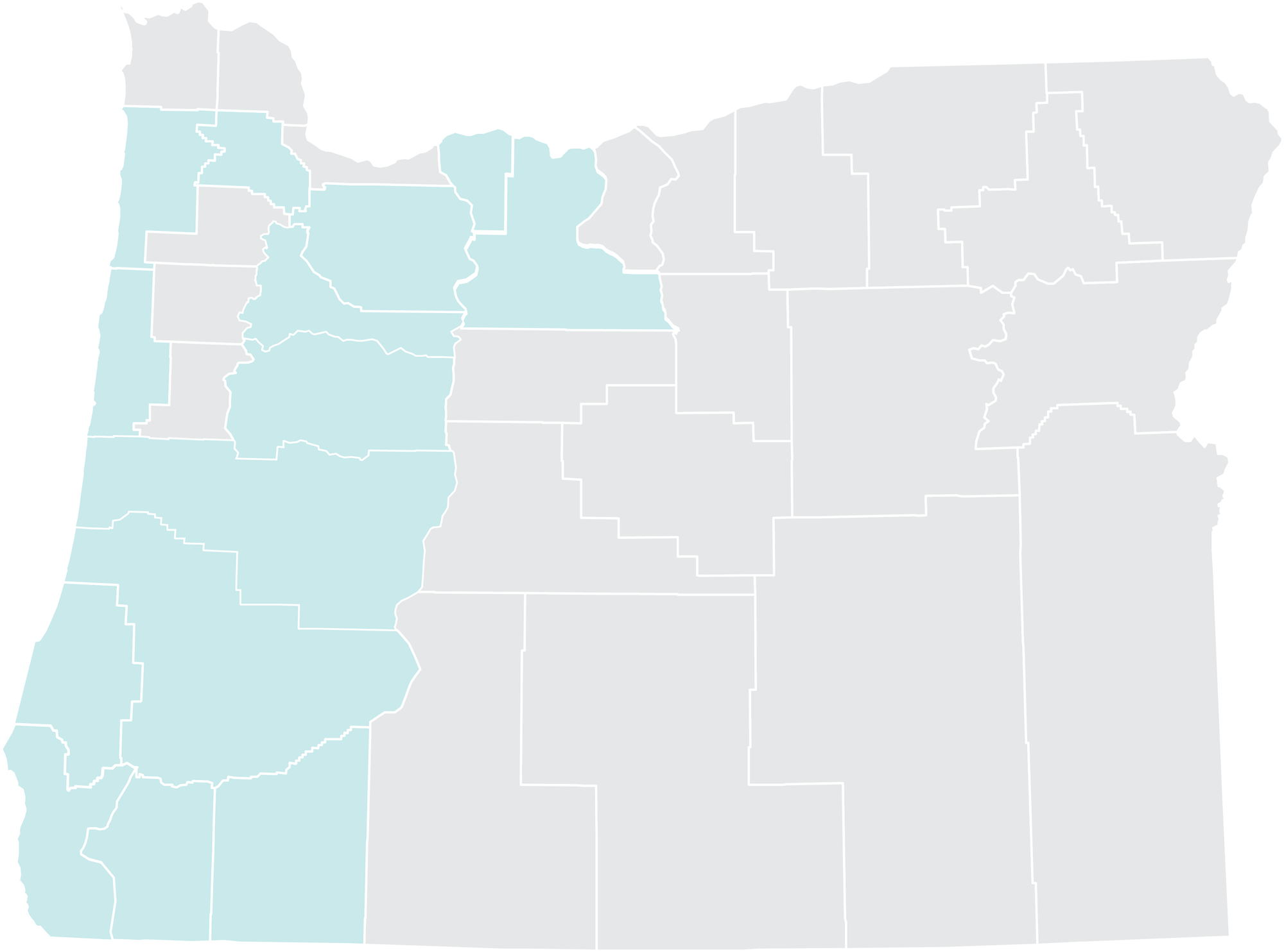 map showing where western Oregon counties where hairy manzanita occurs