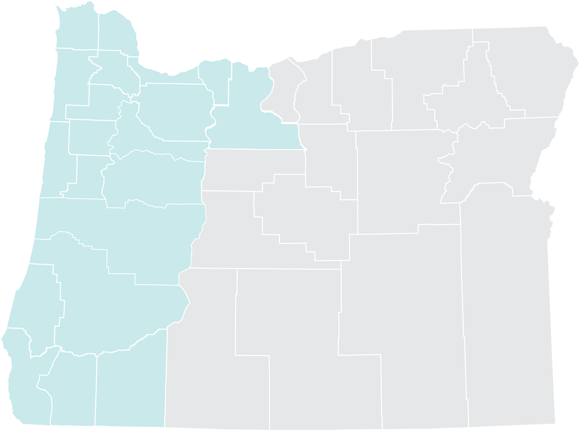 map showing counties in western oregon where big leaf maple occurs