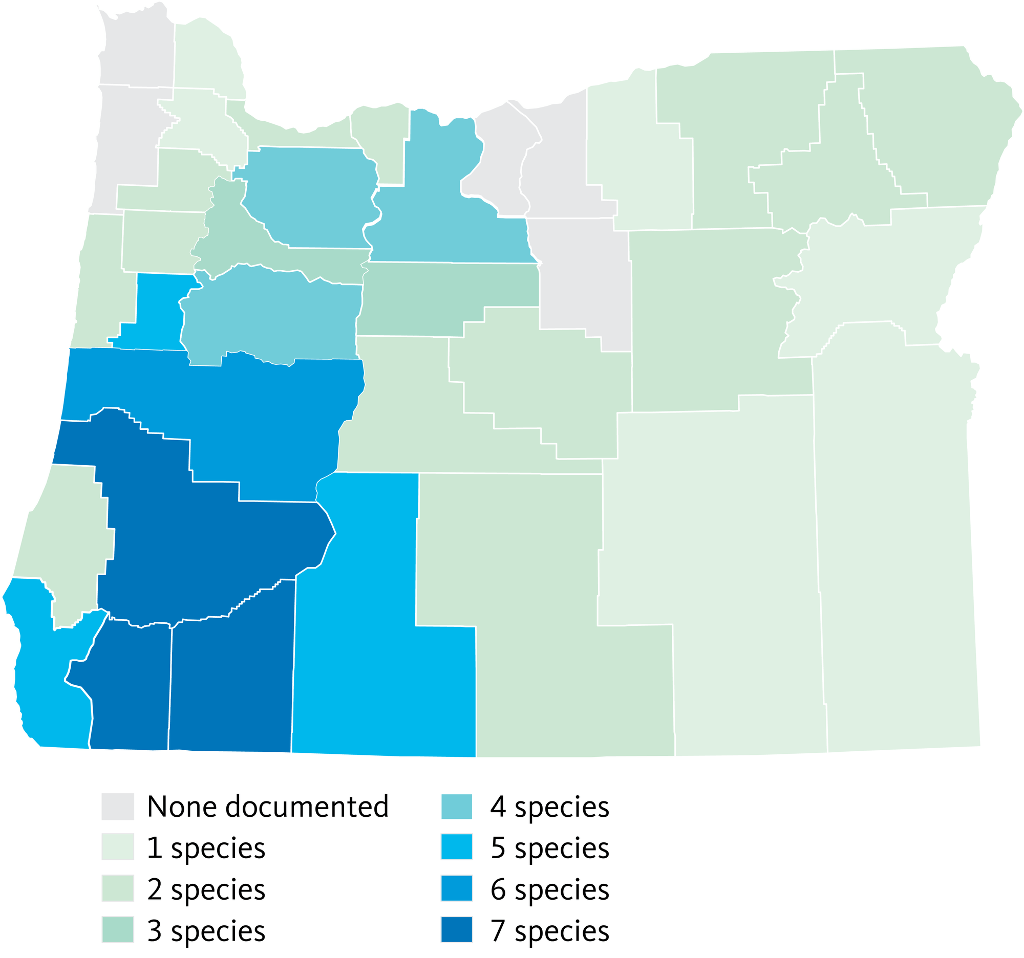 map showing concentrations of ceanothus in southwest Oregon