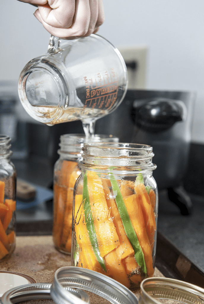 Acidified carrots and peppers.