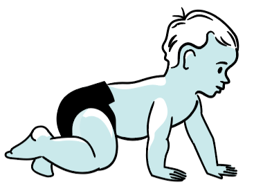 blue baby crawling