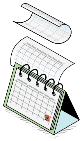 desktop calendar, pages flying off