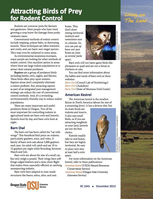 Image of Living on the Land: Attracting Birds of Prey for Rodent Control publication