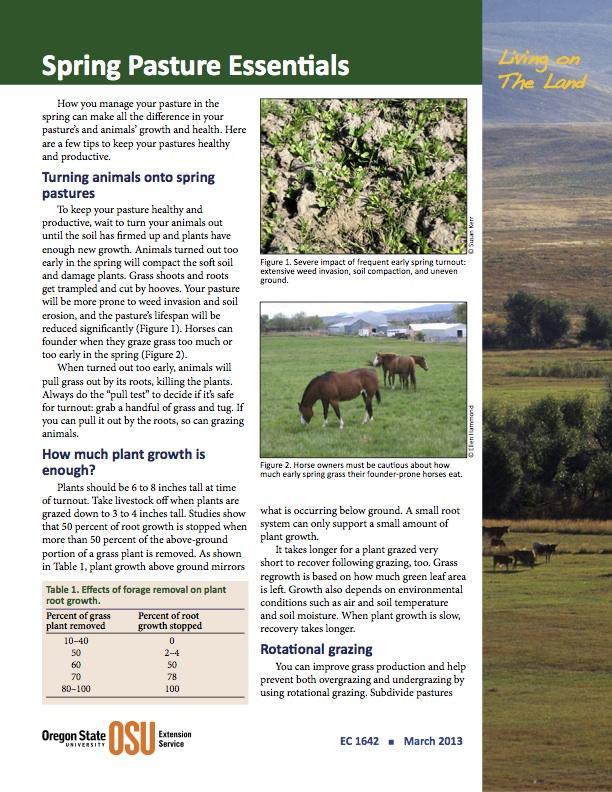 Image of Living on the Land: Spring Pasture Essentials publication