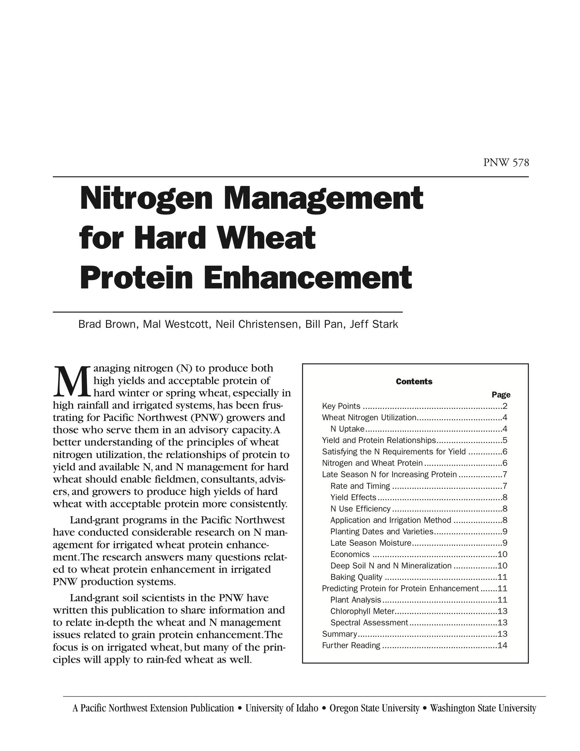 Image of Nitrogen Management for Hard Wheat Protein Enhancement publication