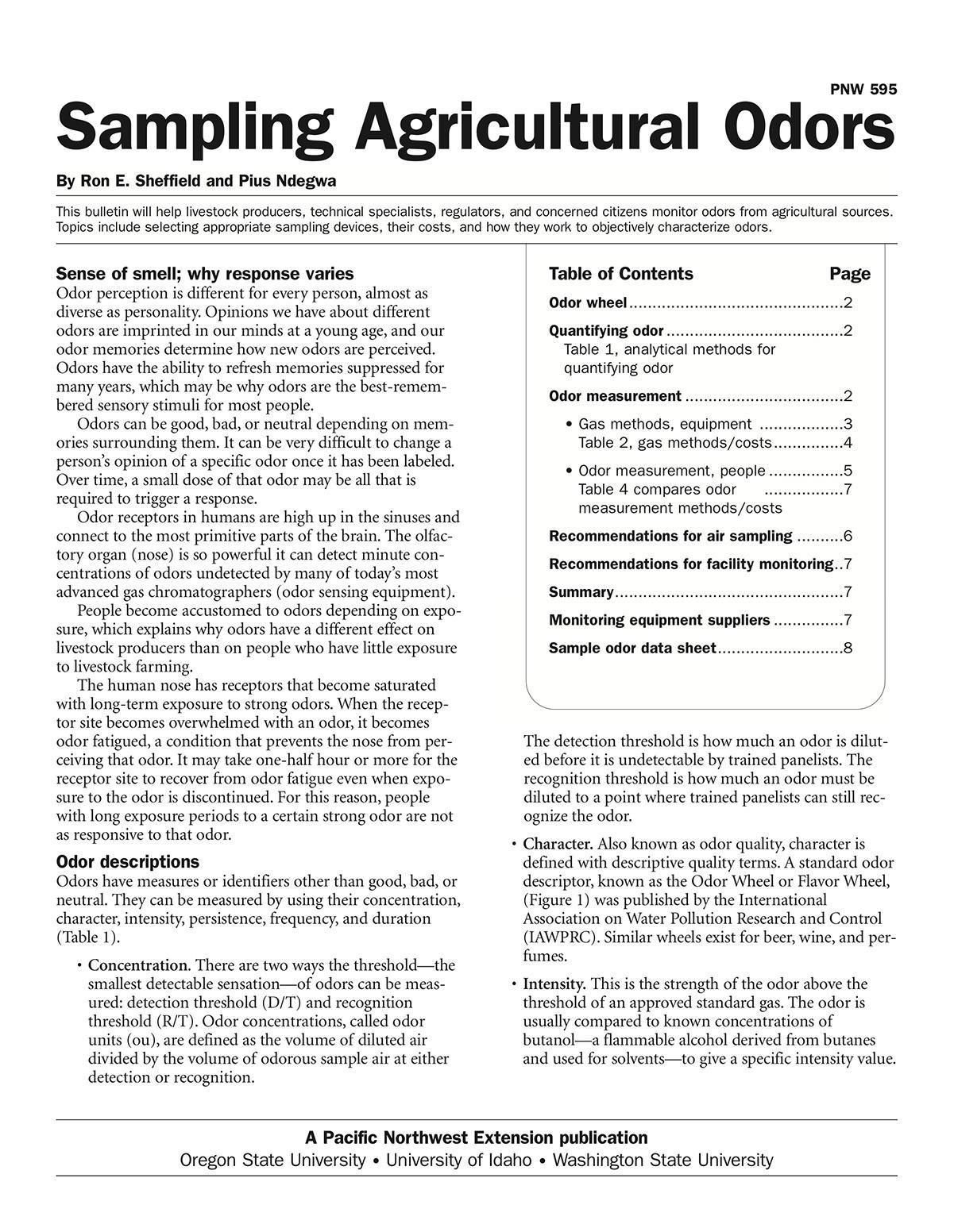 Cover image of Sampling Agricultural Odors publication