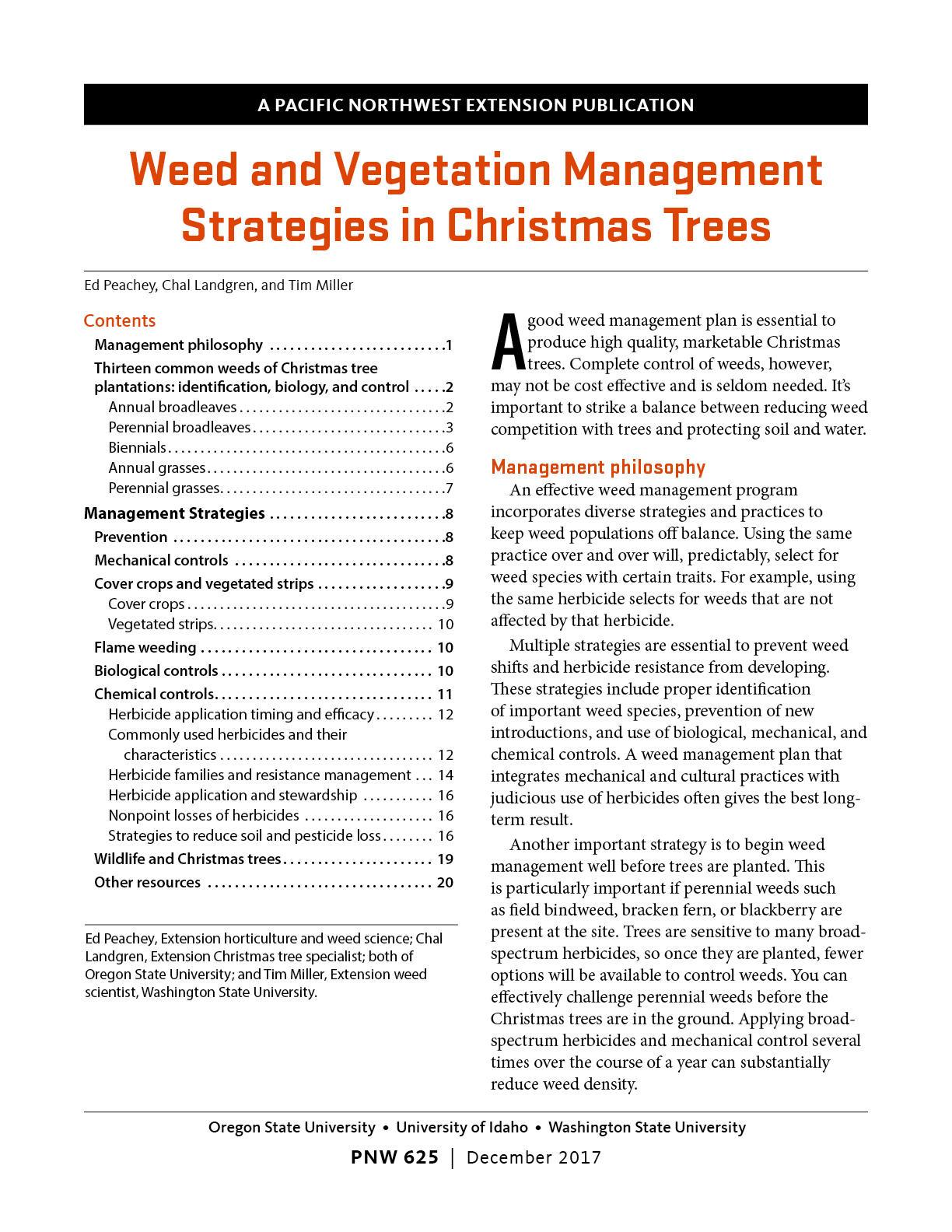 Cover image of Weed and Vegetation Management Strategies in Christmas Trees publication