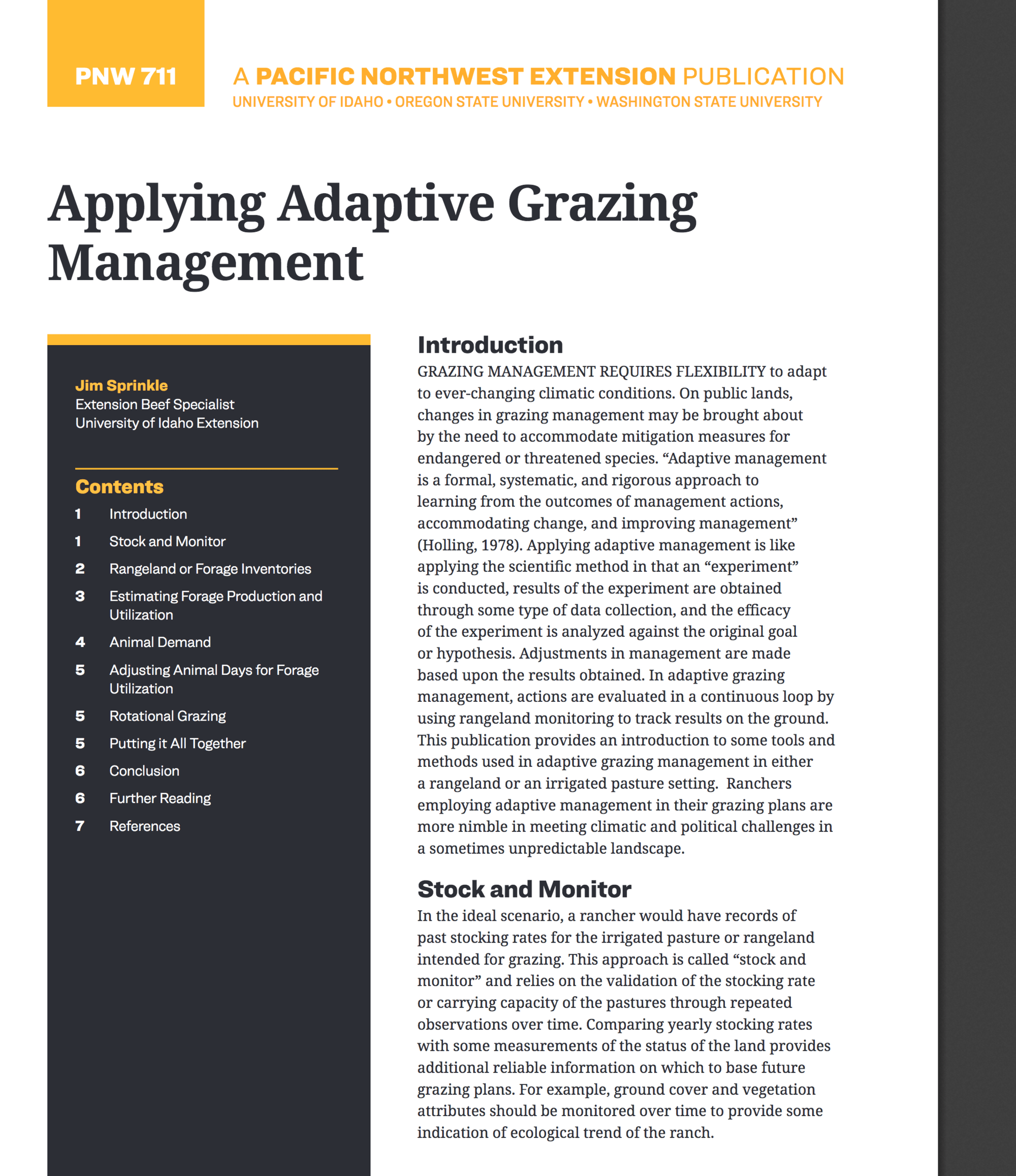 cover image of "Applying Adaptive Grazing Management" publication