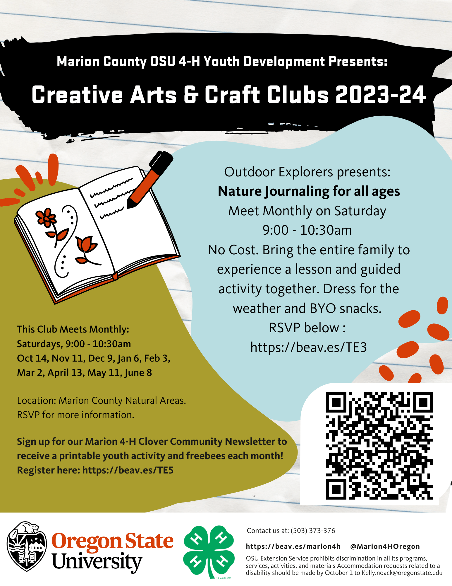 Marion County 4-H Creative Arts & Craft Club Nature Journalling for All ages