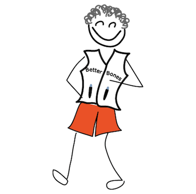 Icon of stick figure wearing orange shorts and a weighted vest