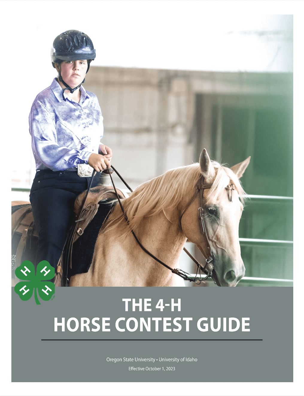 The 4-H Horse Contest Guide cover with horse rider