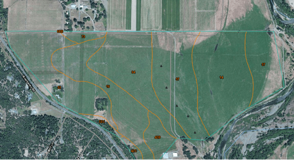 Property map with soil type overlay.