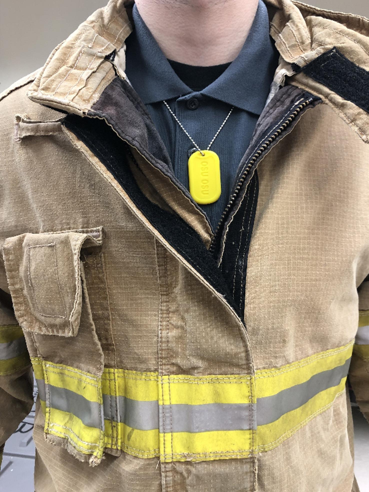 Firefighters in the Kansas City, Missouri, area, wore personal passive samplers in the shape of a military-style dog tag made of silicone on an elastic necklace.