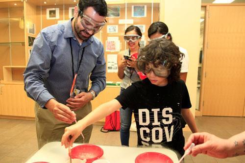 Child and adult activity during STEM camp through Open Campus