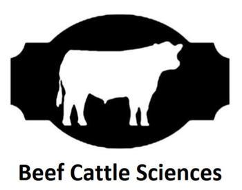 Logo of a cow drawn white on a black background. Below are the words "Beef Cattle Sciences" written in black.