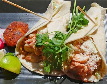 Tacos filled with rockfish are served at Local Ocean's restaurant in Newport.