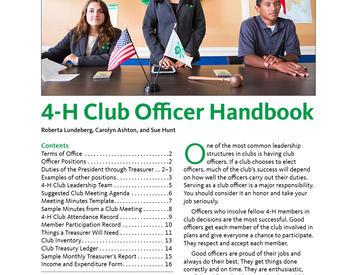 Cover image of "4-H Club Officer Handbook" publication