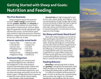 Cover image of "Living on the Land: Getting Started with Sheep and Goats: Nutrition and Feeding"