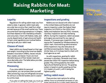 Cover image of "Living on The Land: Raising Rabbits for Meat—Marketing Your Sales" publication