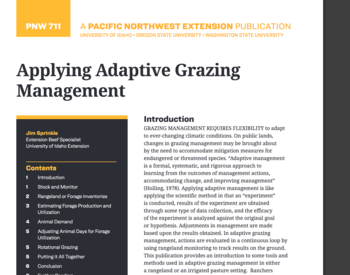cover image of "Applying Adaptive Grazing Management" publication